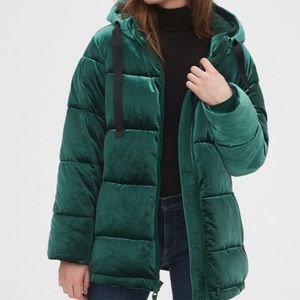 emerald green puffer coat